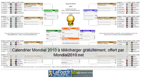 Calendrier Mondial 2010